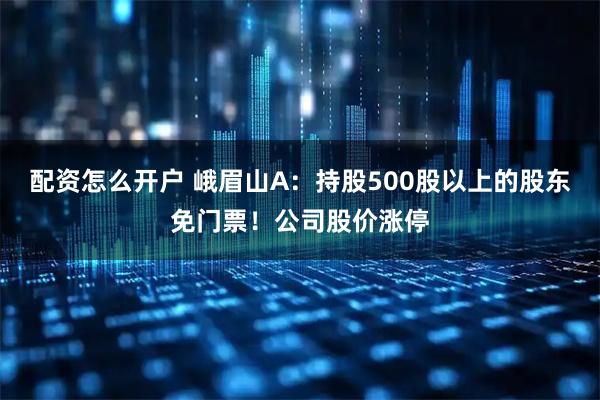 配资怎么开户 峨眉山A：持股500股以上的股东免门票！公司股价涨停